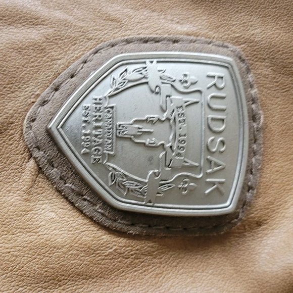 RUDSAK, one of a kind leather jacket, size M, coffe blend collors - Picture 9 of 15